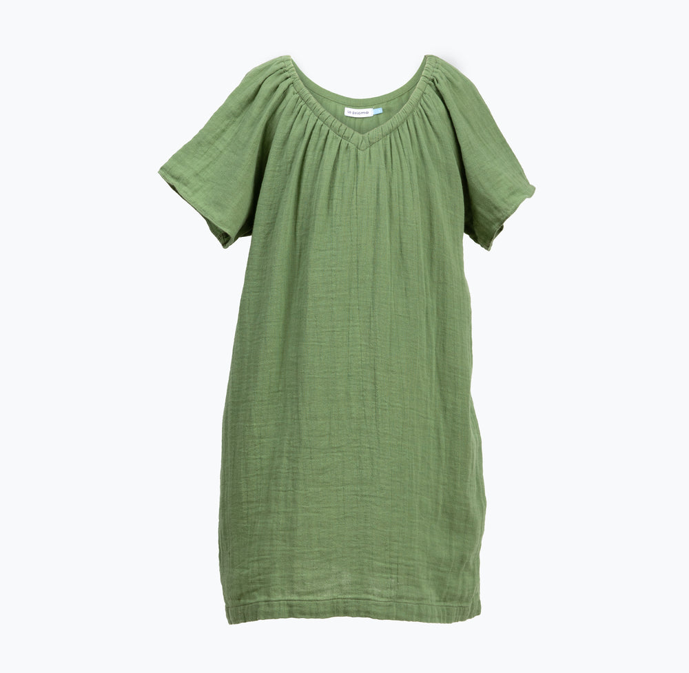 Girl's Mae Cotton Gauze House Dress in Sage