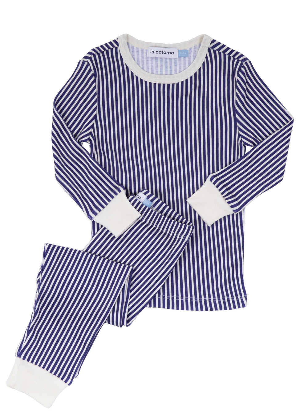 Organic Cotton Pajama Set in Navy Stripe
