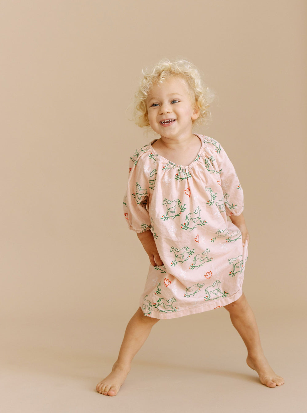 Girl's Parker House Dress in Holly Horse