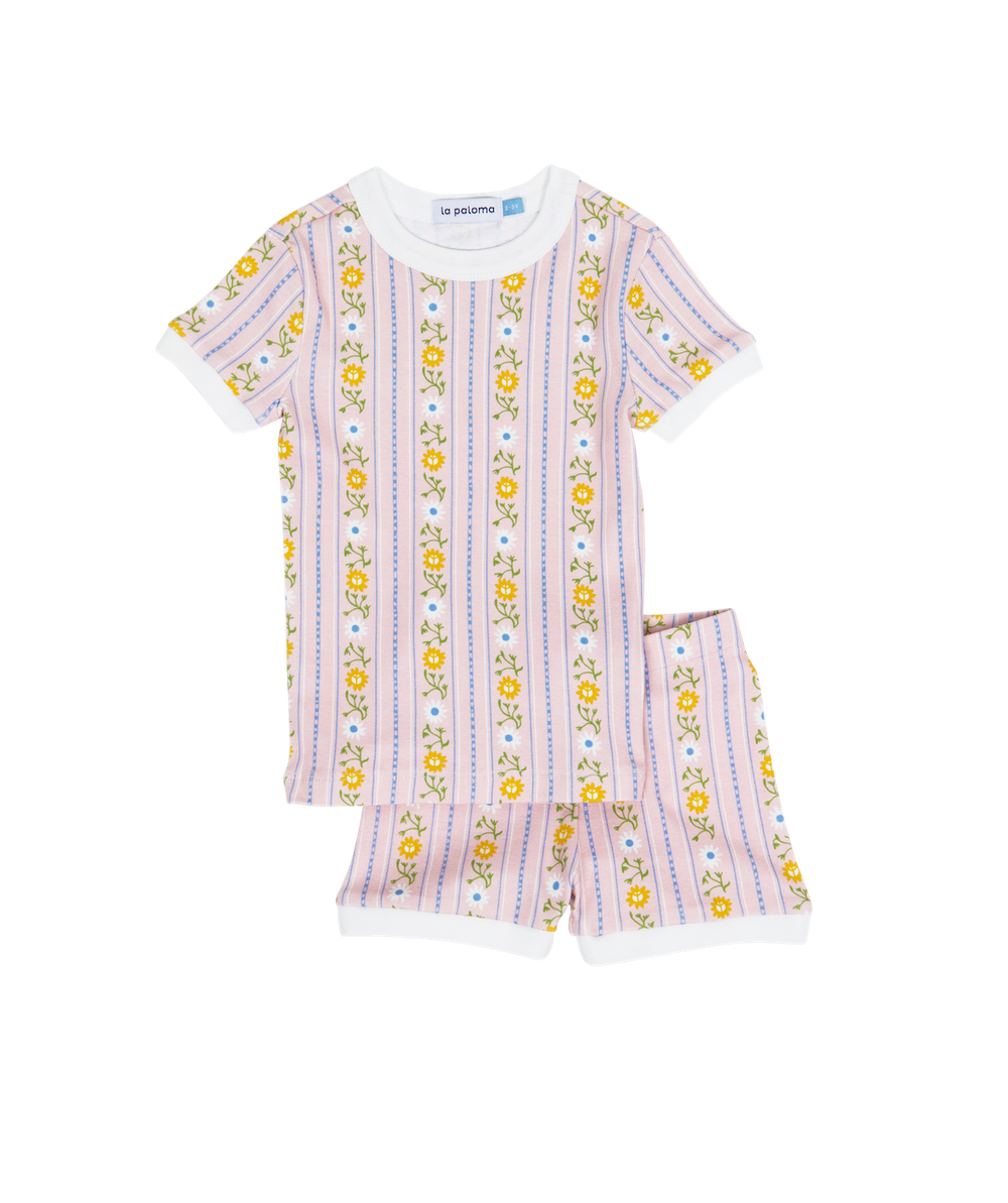 Organic Cotton Short Set Pajamas in Peace Picnic