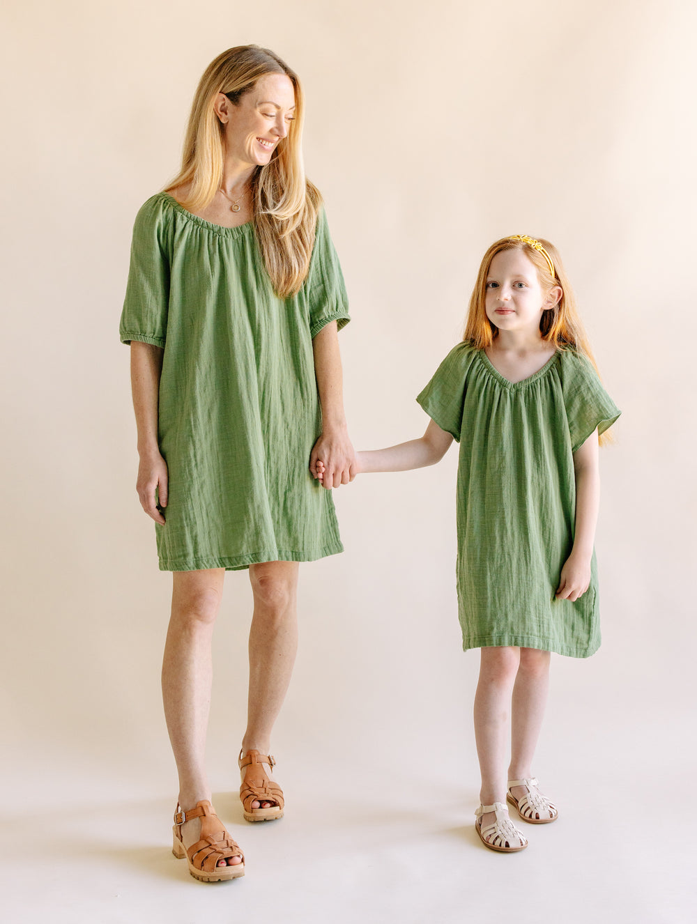 Kid's Soft Double Gauze Cotton House Dress in Sage