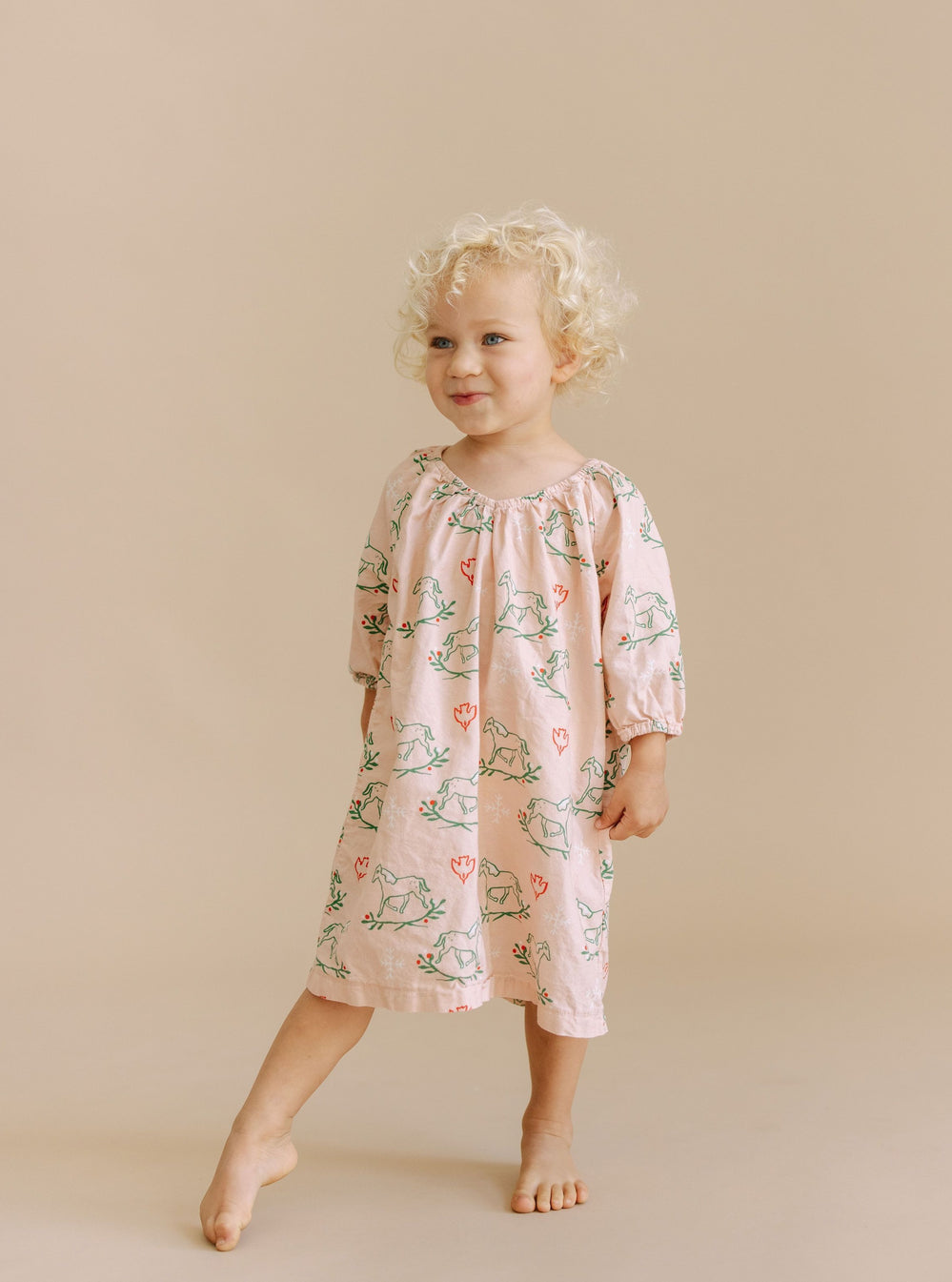Girl's Parker House Dress in Holly Horse