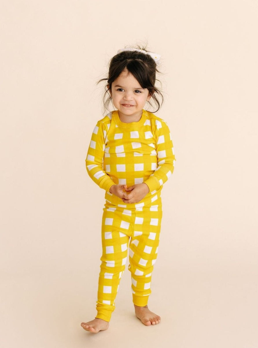 Women's Yellow Gingham 100% Cotton Summer Pyjama Set